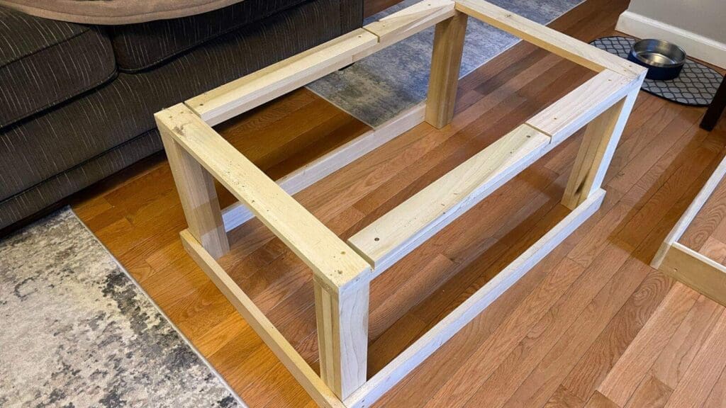 Frame of a dog platform to be used with ramps for a dog walk Frame of a dog platform to be used with ramps for a dog walk
