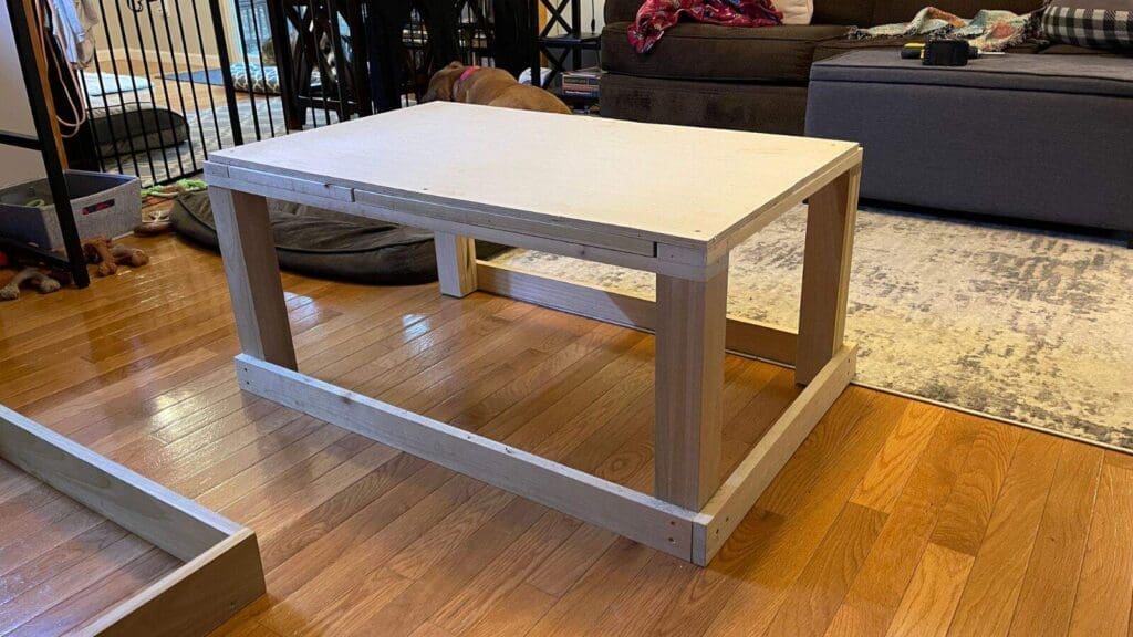 Sanded plywood makes a great table portion for your dog to land on Sanded plywood makes a great table portion for your dog to land on
