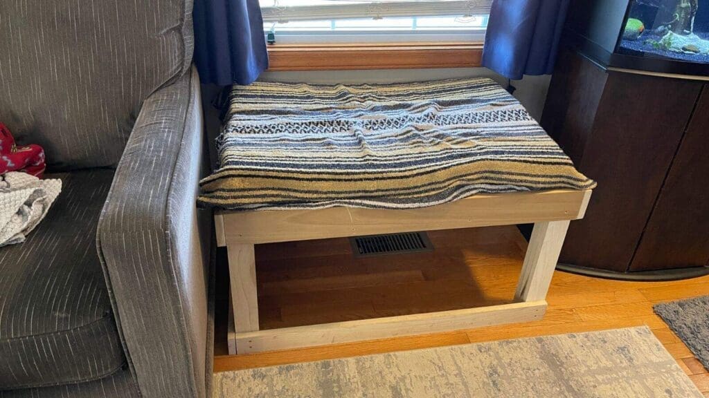 Side rails on the platform can allow it to hold a DIY dog bed Side rails on the platform can allow it to hold a DIY dog bed