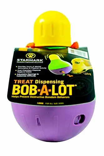 Starmark Bob-A-Lot Interactive Dog Toy, Large, Yellow/Green/Purple