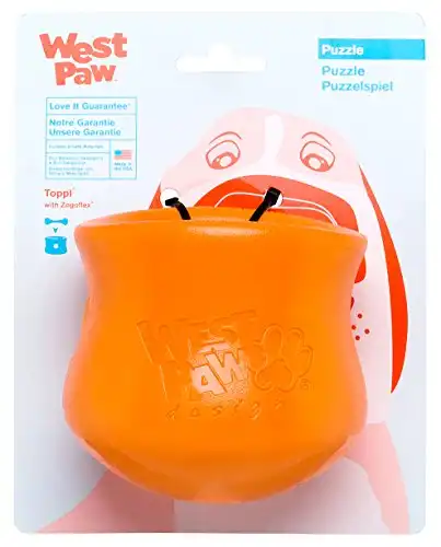 West Paw Toppl Dog Toy Puzzle (Large 4", Tangerine)