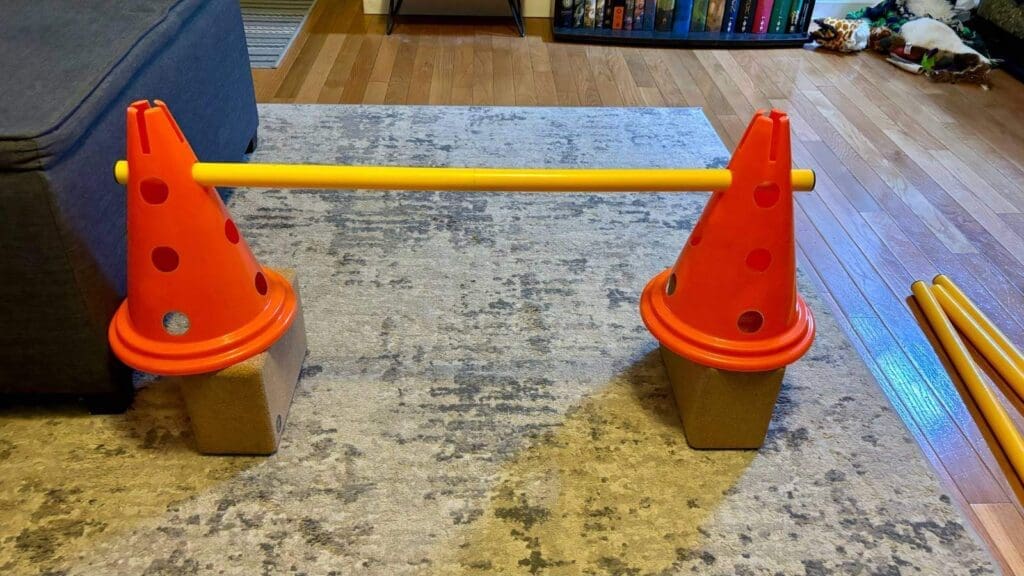 Household items can be used to increase the height of your jump if it not adjustable Household items can be used to increase the height of your jump if it not adjustable