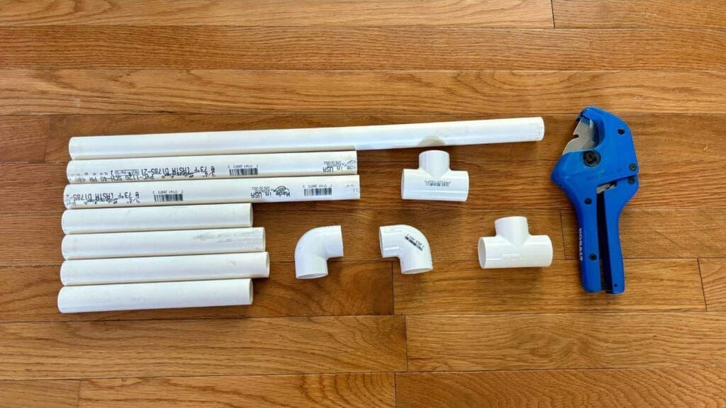 PVC pipe fittings and cutter