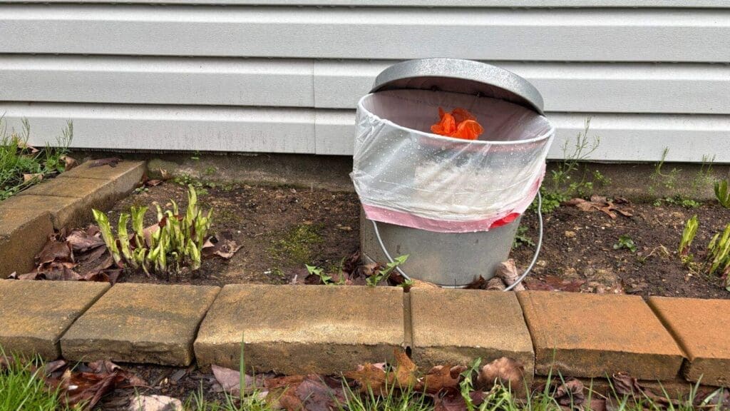 A small exterior trash can is our preferred option for dog poop A small exterior trash can is our preferred option for dog poop
